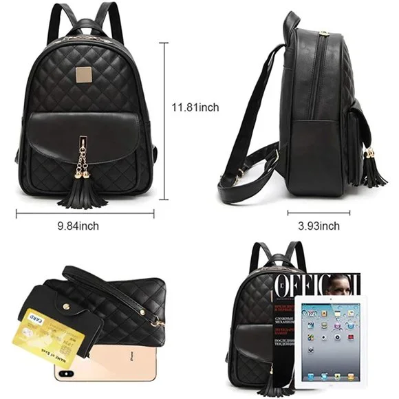 3PCS Shoulders Bag Sets: 1x Backpack, 1 x Wristlet wallet, 1 x Card Wallet. - Picture 3 of 9